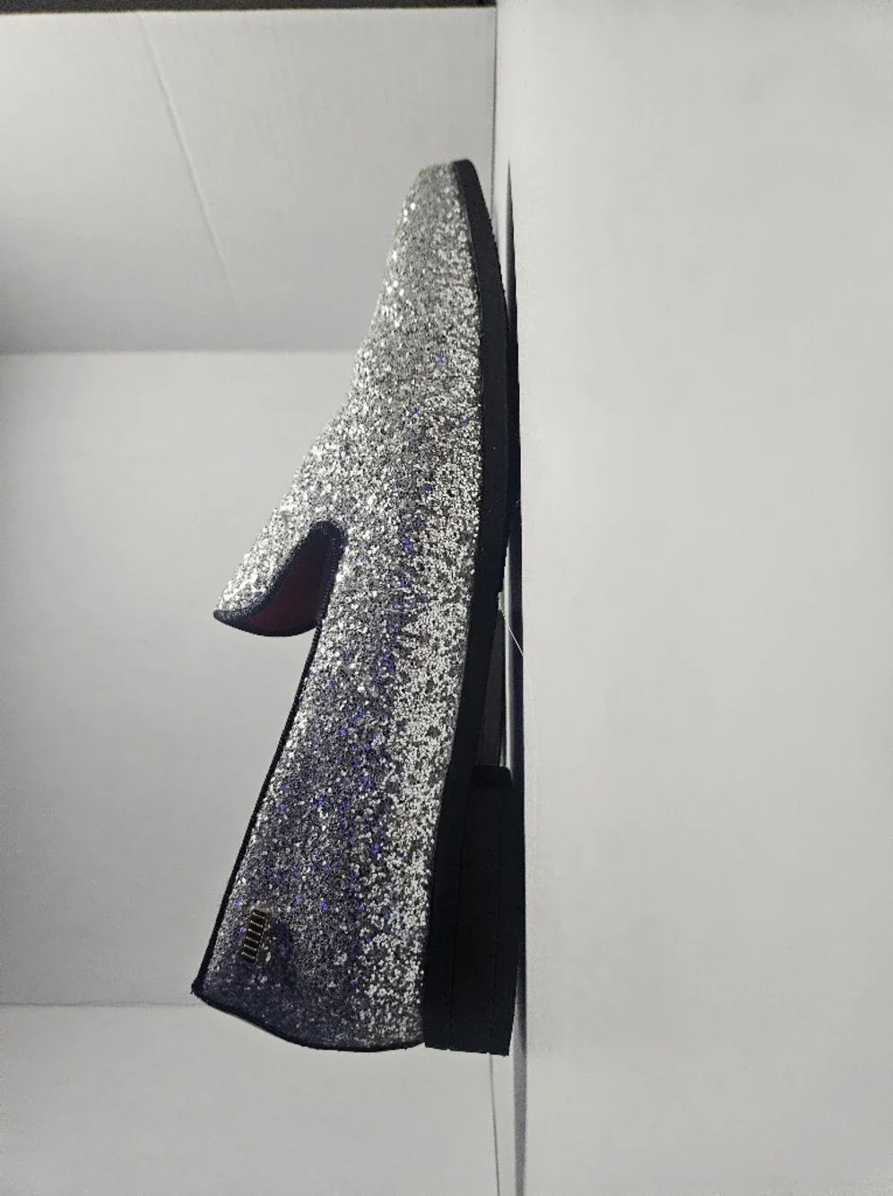 Men's Silver Glitter Slip-On Loafers